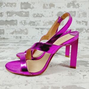 New Schutz Kelly Pink Leather Slingback Heeled Sandals A406